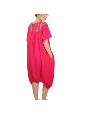 Bella pure Italian linen watermelon pink bubble hem lagenlook summer dress